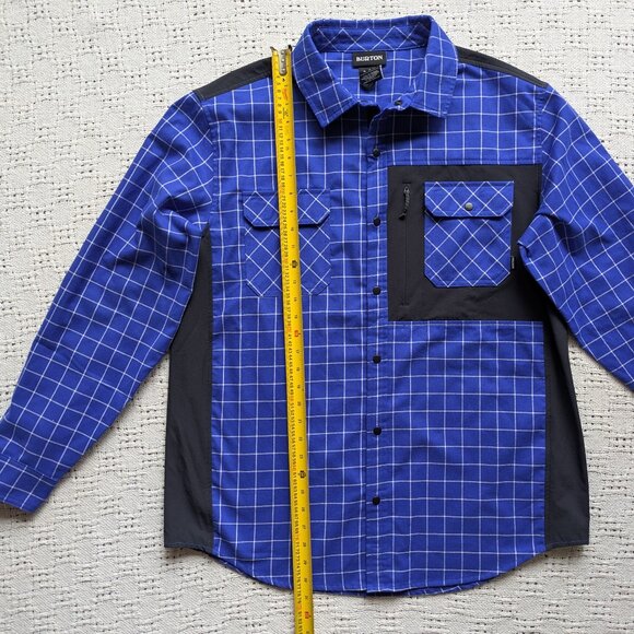 BURTON Brighton Performance Flannel Men's L Shirt in Cobalt Blue Performer Plaid - Picture 7 of 9